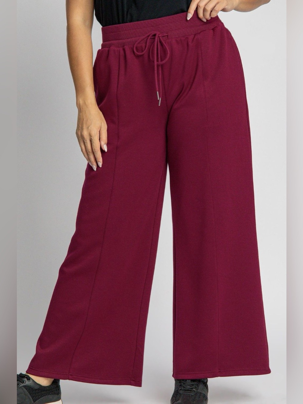 Umgee Full Size Drawstring Wide Leg Pants with Pockets - Picture 2 of 4